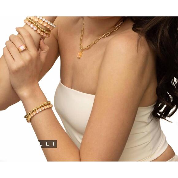 NEW SORRELLI women's nia pendant necklace in bright gold-tone/peach delite - Picture 3 of 3